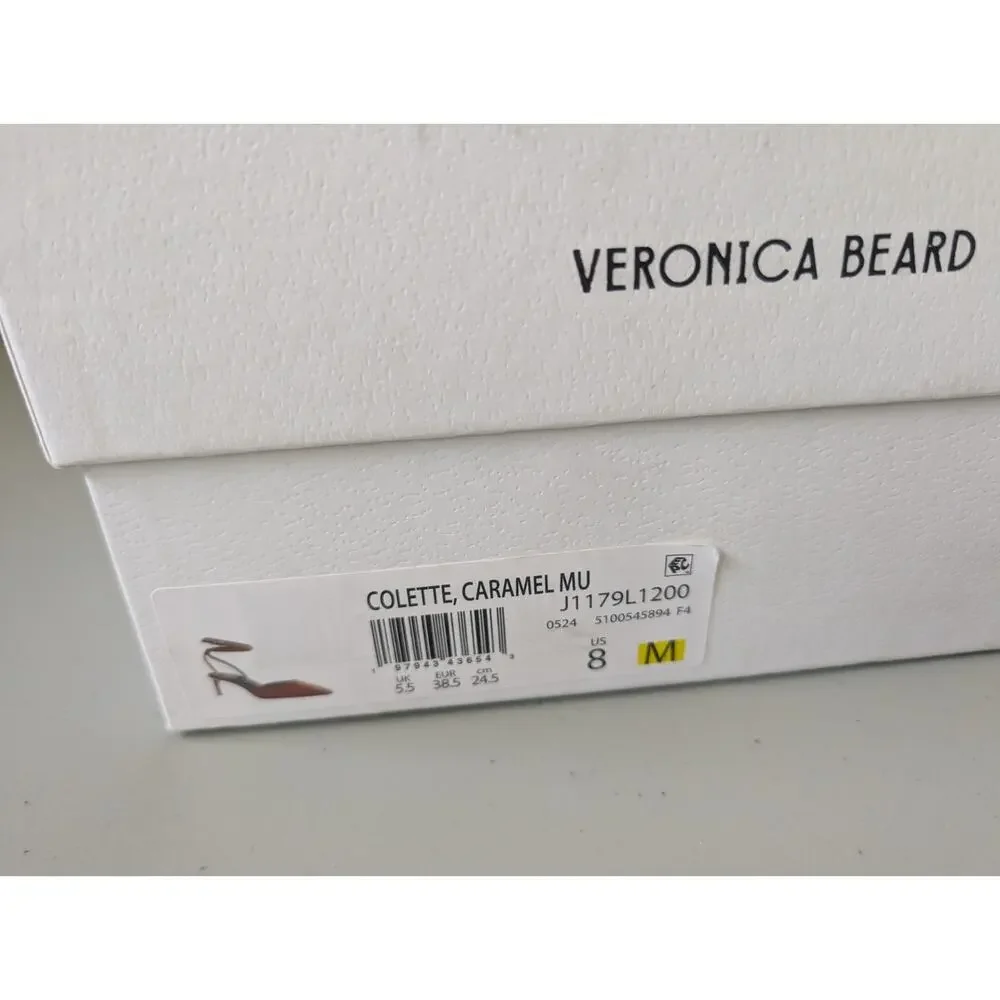 NIB Veronica Beard Colette Pointed-toe Ankle Strap Pump Size US 8M Caramel